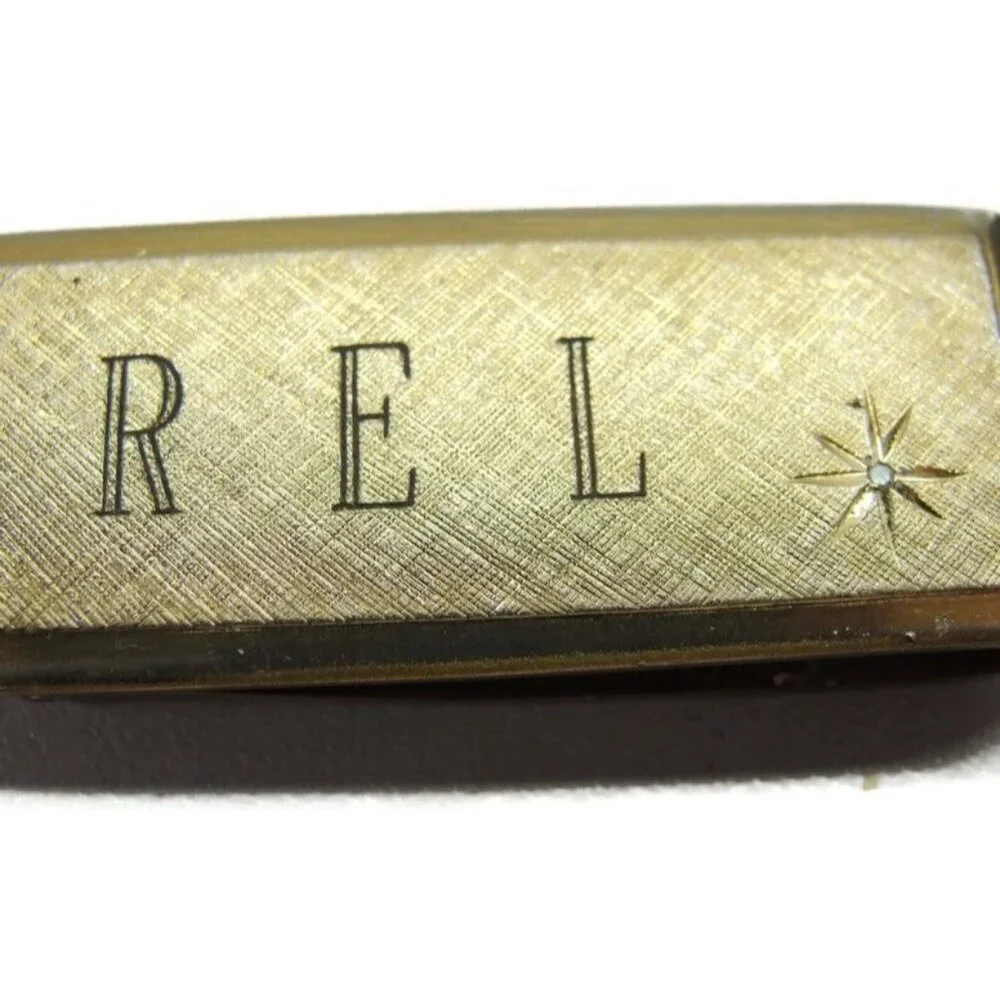Engraved REL Money Clip Gold Tone Diamond Wallet Credit Card Cash